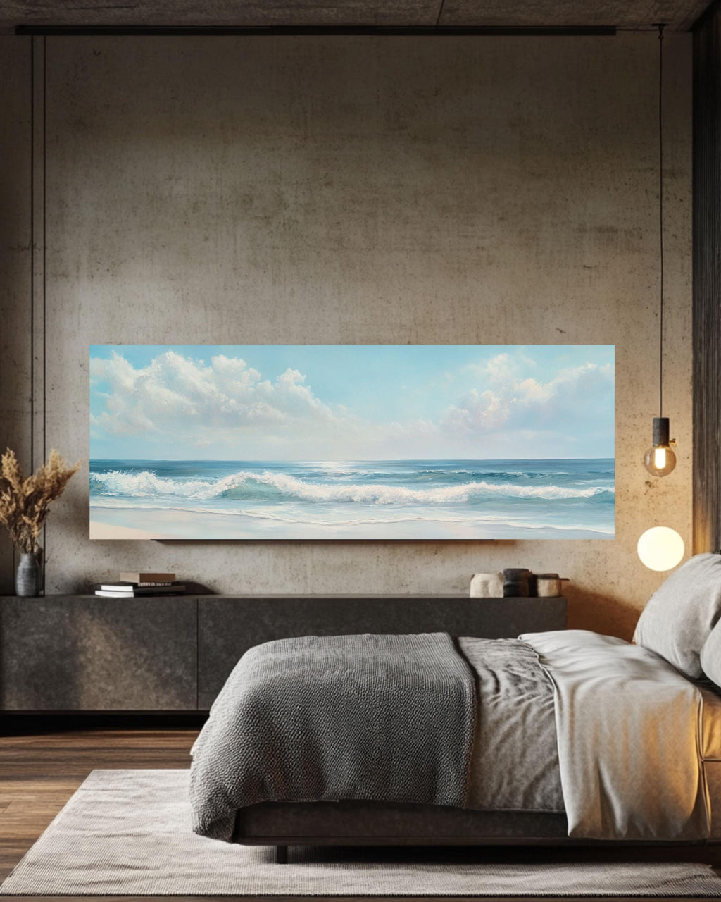 Ocean Oil Painting with Waves & Cloudy Sky â€“ Coastal Wall Art on Canvas or Poster Canvas Wall Art Print – Premium Home Decor