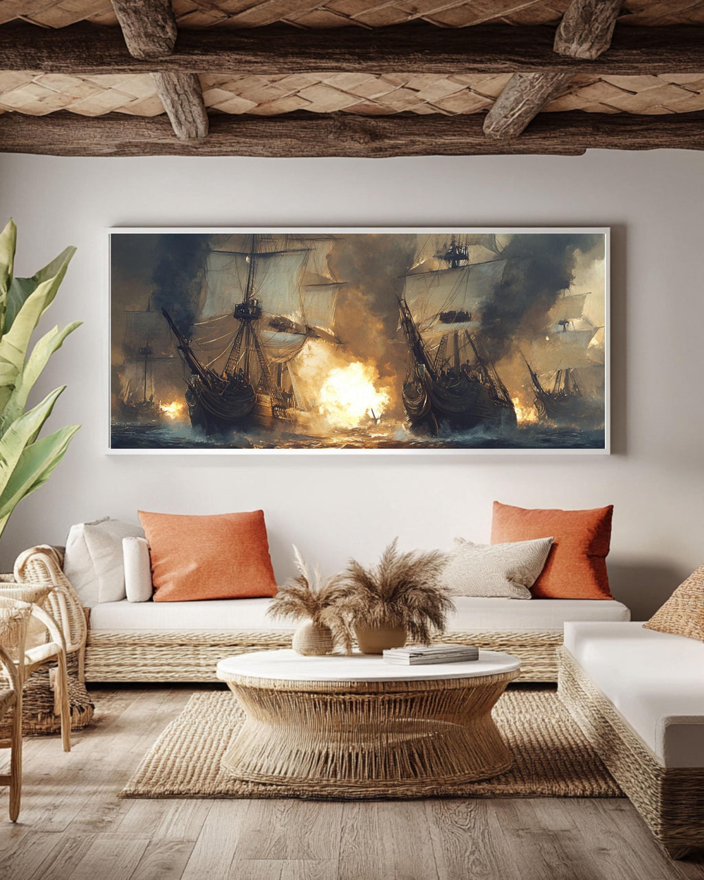 Pirate Ship Battle Canvas Art: Nautical Adventure Scene Canvas Wall Art Print – Premium Home Decor
