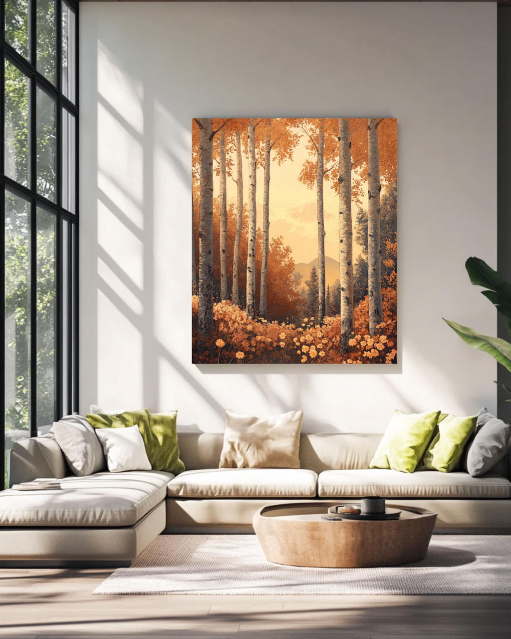 Maxfield Parrish Style Autumn Forest Art: Vintage Fall Foliage Canvas or Poster Canvas Wall Art Print – Premium Home Decor