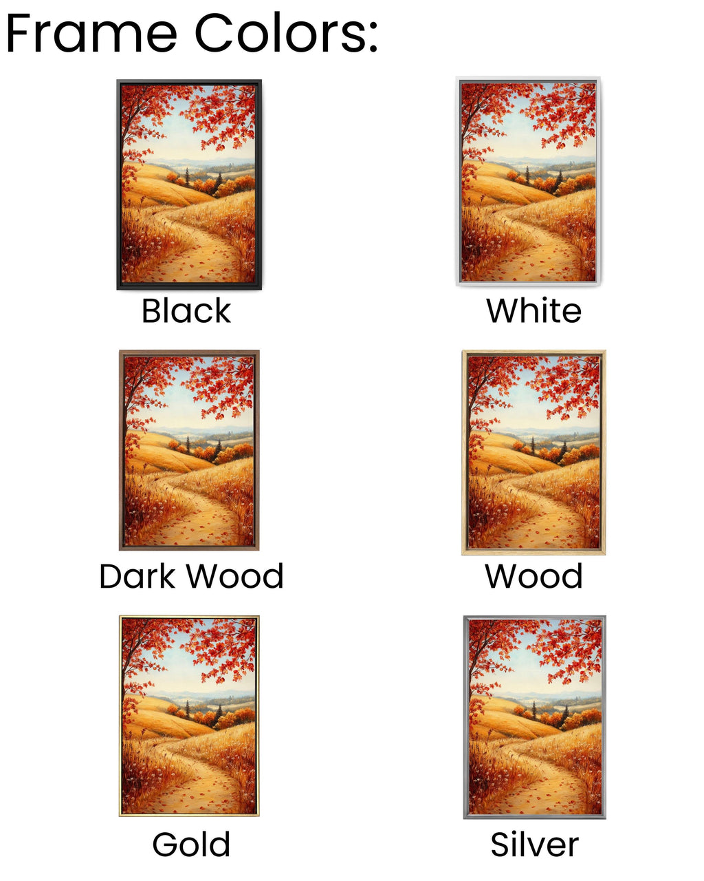 Vintage Autumn Landscape Print: Golden Hills & Wildflowers Canvas Wall Art Print – Premium Home Decor