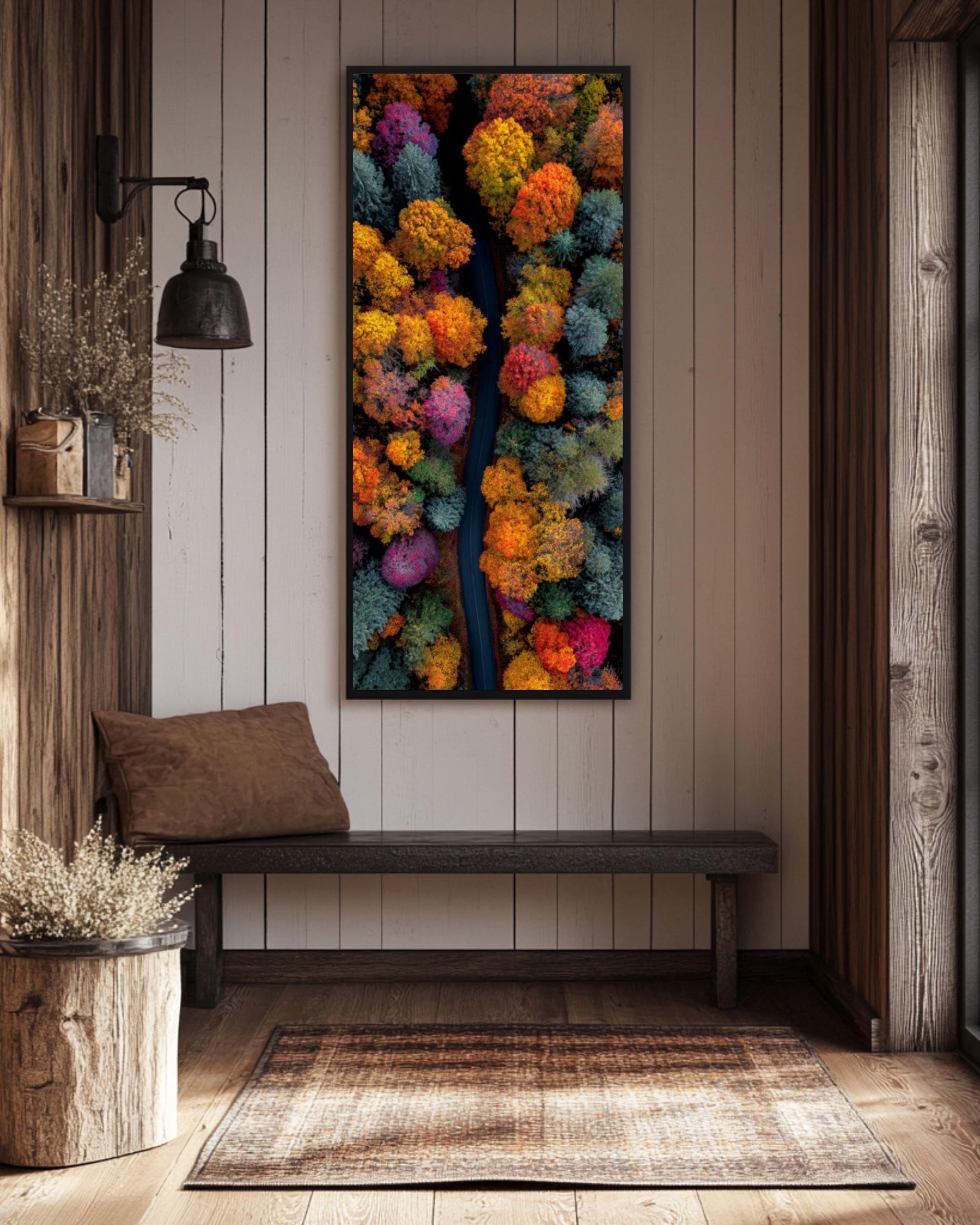 Aerial Autumn Forest Canvas Print â€“ Colorful Drone View Landscape Canvas Wall Art – Modern Decor Print