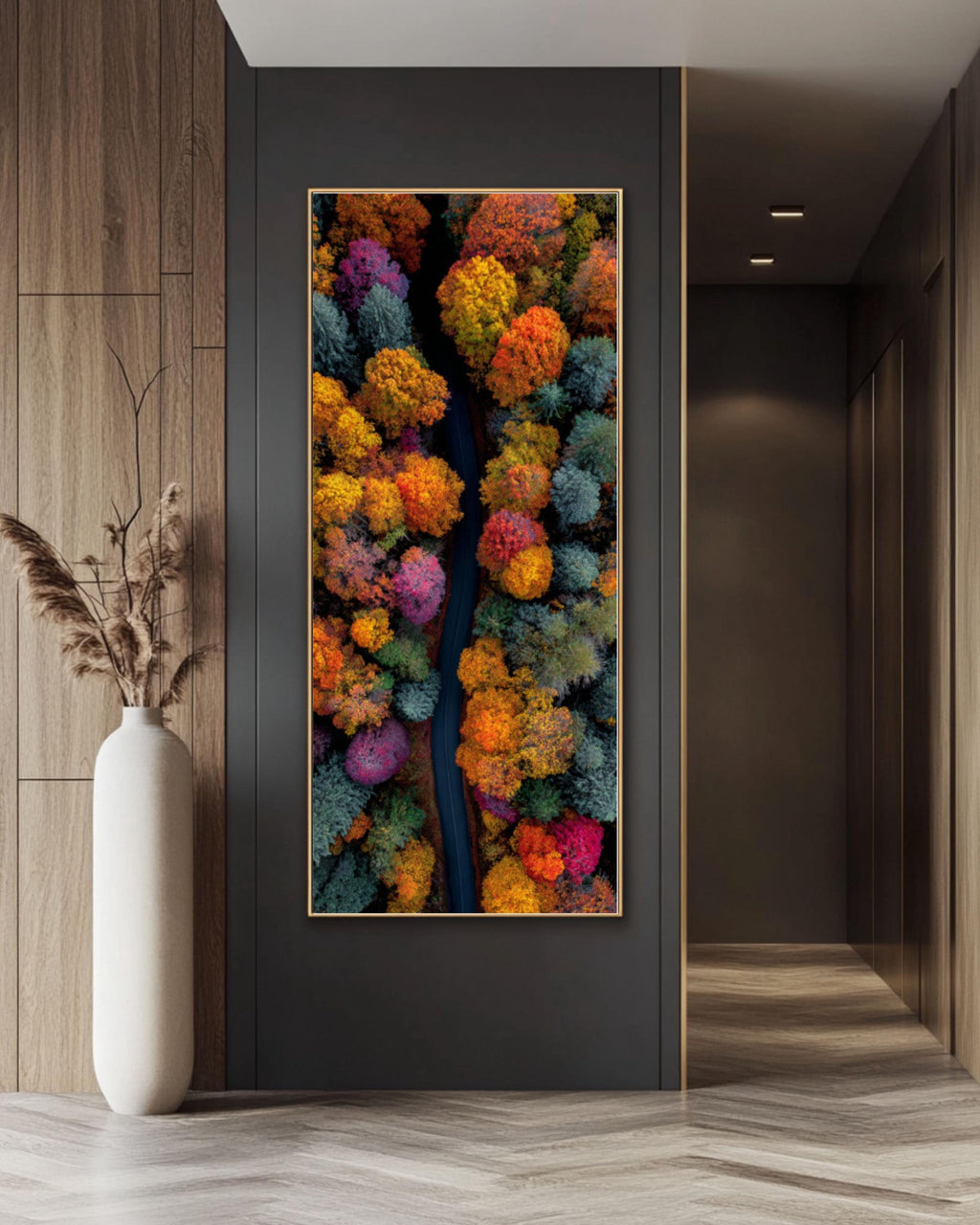 Aerial Autumn Forest Canvas Print â€“ Colorful Drone View Landscape Canvas Wall Art – Modern Decor Print