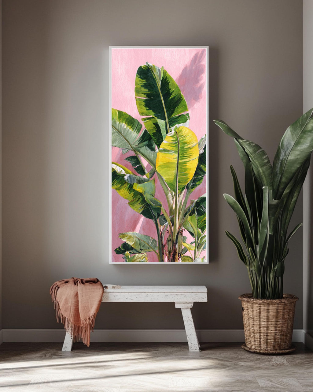 Monet Style Banana Leaf Print: Vintage Botanical Impressionist Art Canvas Wall Art – Modern Decor Print