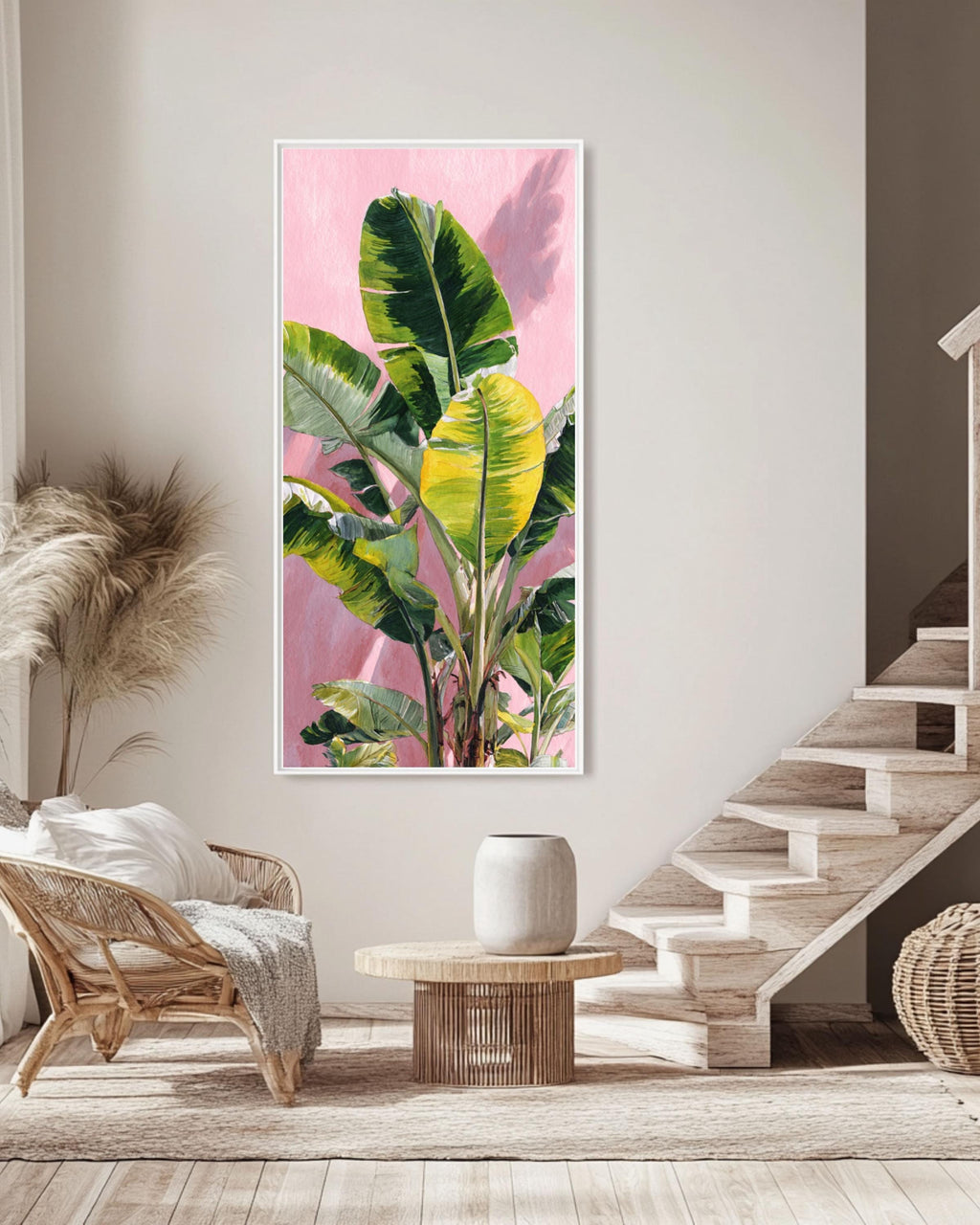 Monet Style Banana Leaf Print: Vintage Botanical Impressionist Art Canvas Wall Art – Modern Decor Print