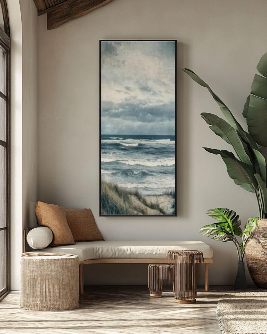 Moody Ocean Waves Canvas Print: Vintage Coastal Seascape Art Canvas Wall Art Print – Premium Home Decor