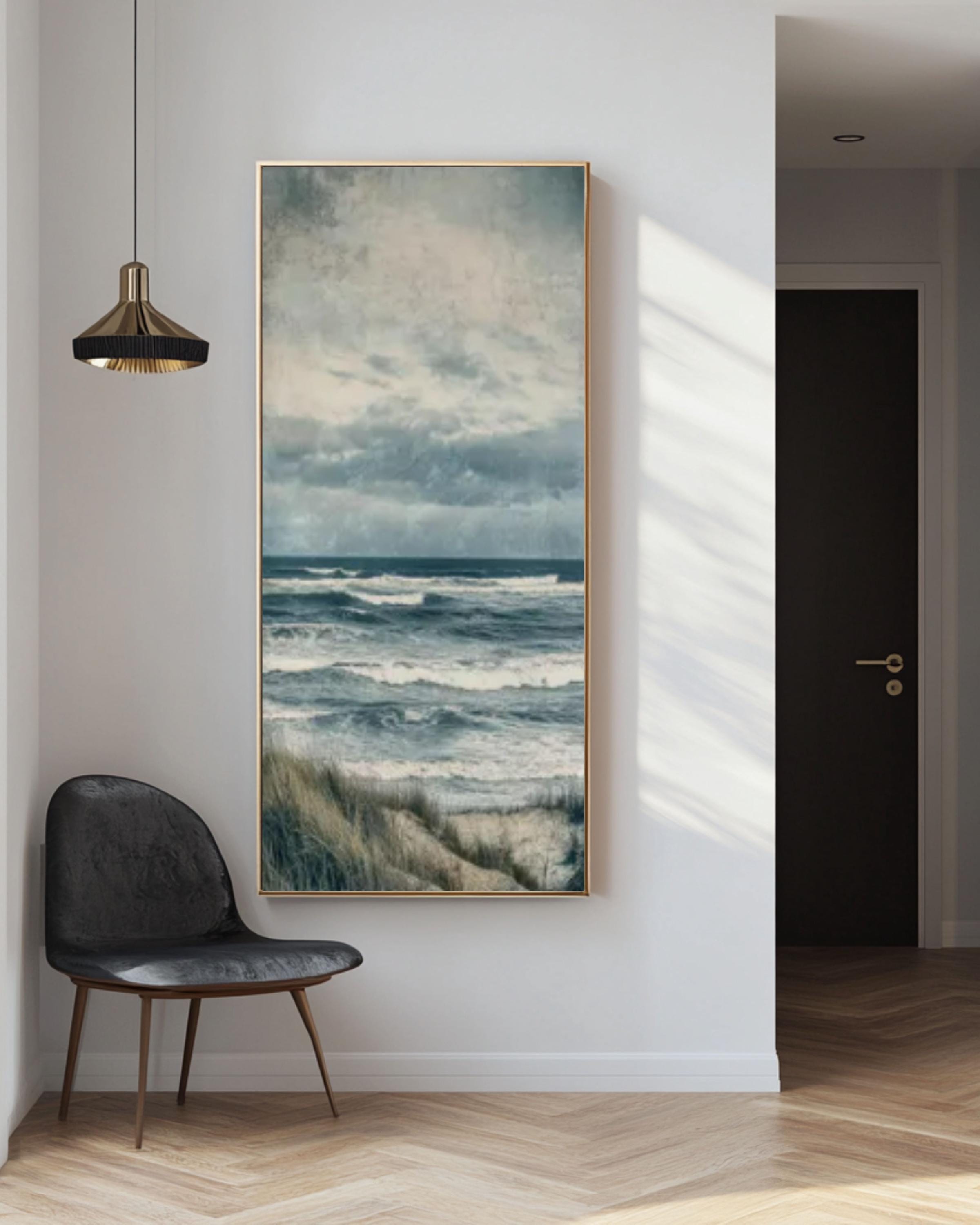 Moody Ocean Waves Canvas Print: Vintage Coastal Seascape Art Canvas Wall Art Print – Premium Home Decor