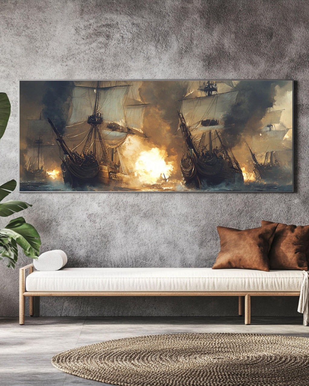 Pirate Ship Battle Canvas Art: Nautical Adventure Scene Canvas Wall Art Print – Premium Home Decor