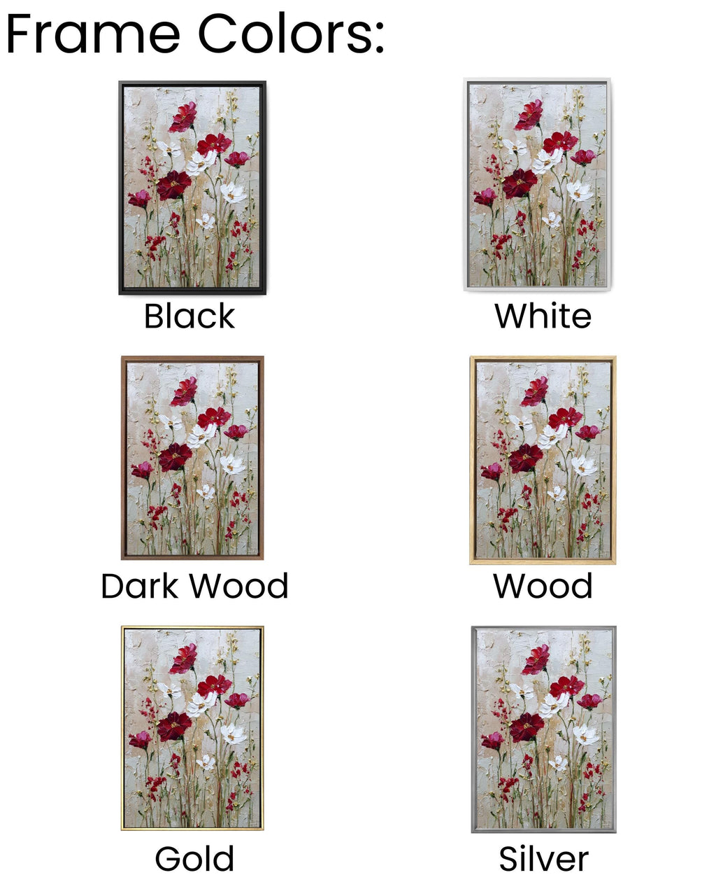 Abstract Wildflower Canvas Art: Beige, Red & White Floral Print Canvas Wall Art – Modern Decor Print