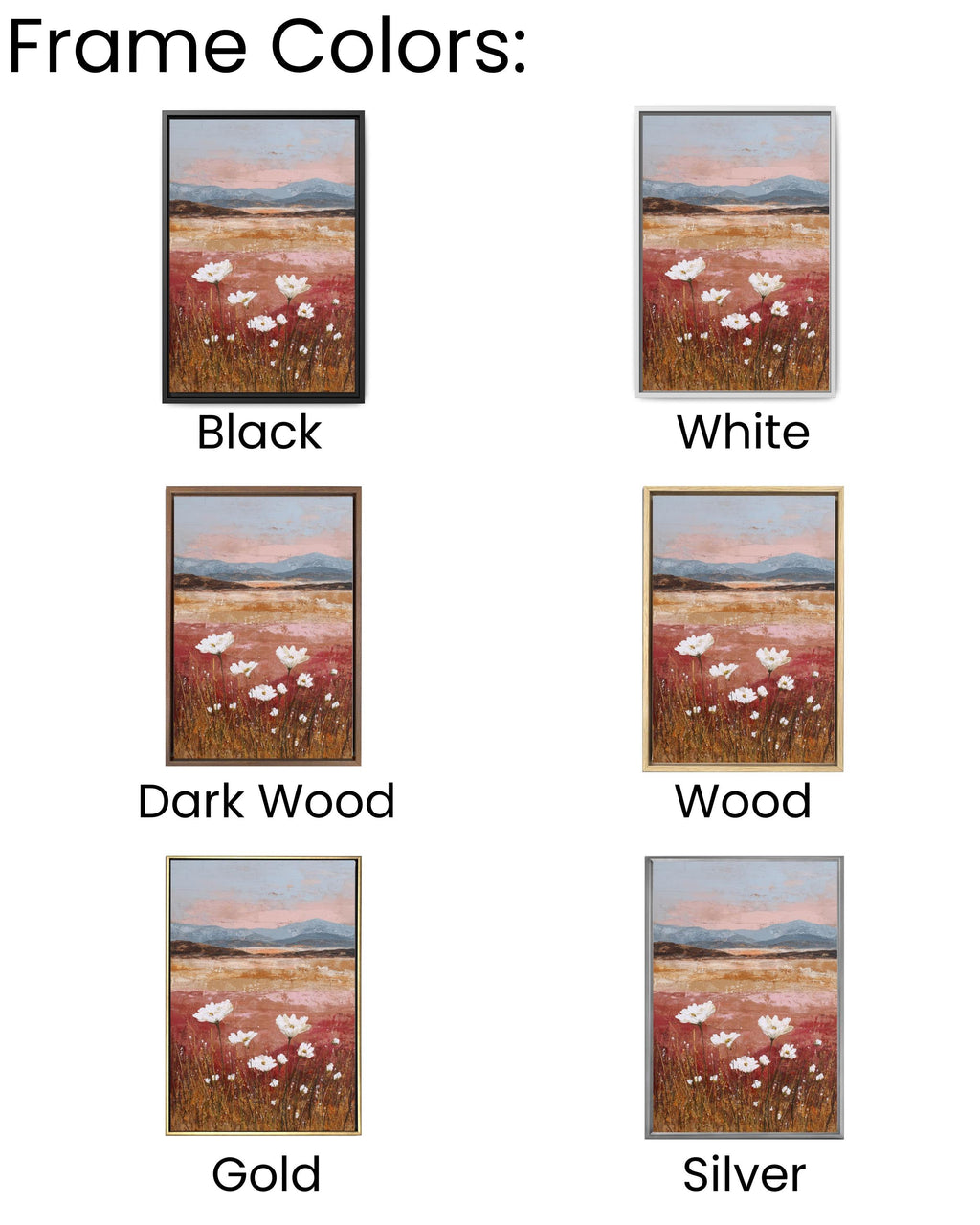 Abstract Wildflower Sunset Art Print: Textured Mixed Media Landscape Canvas Wall Art – Modern Decor Print