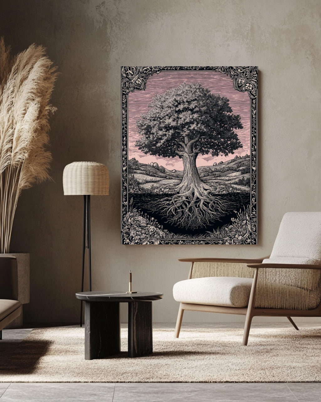 Art Nouveau Oak Tree Print: Ornate Nature Wall Art Canvas Wall Art – Modern Decor Print