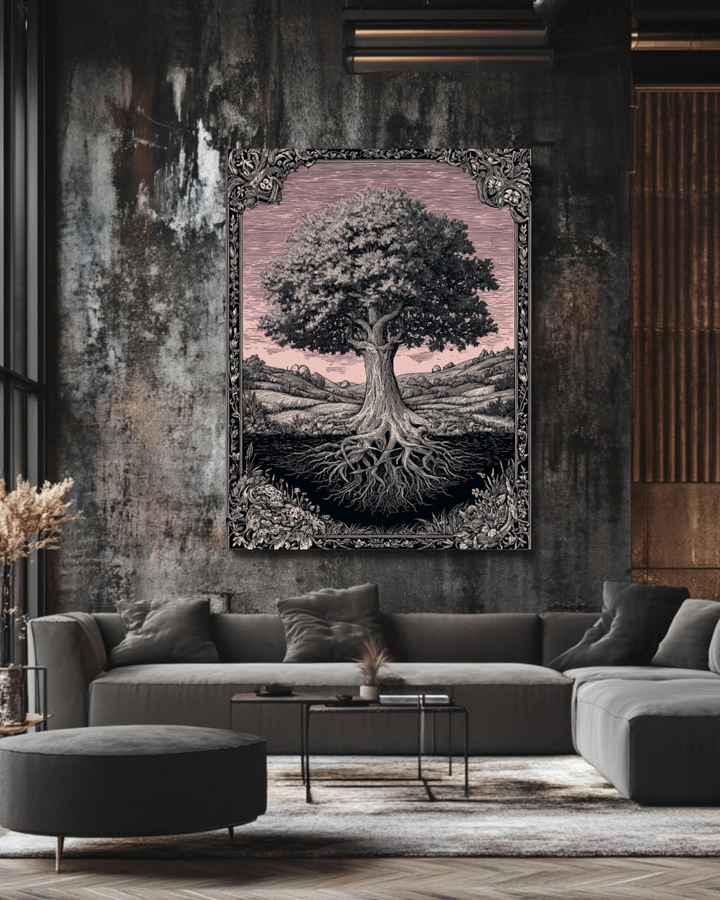 Art Nouveau Oak Tree Print: Ornate Nature Wall Art Canvas Wall Art – Modern Decor Print