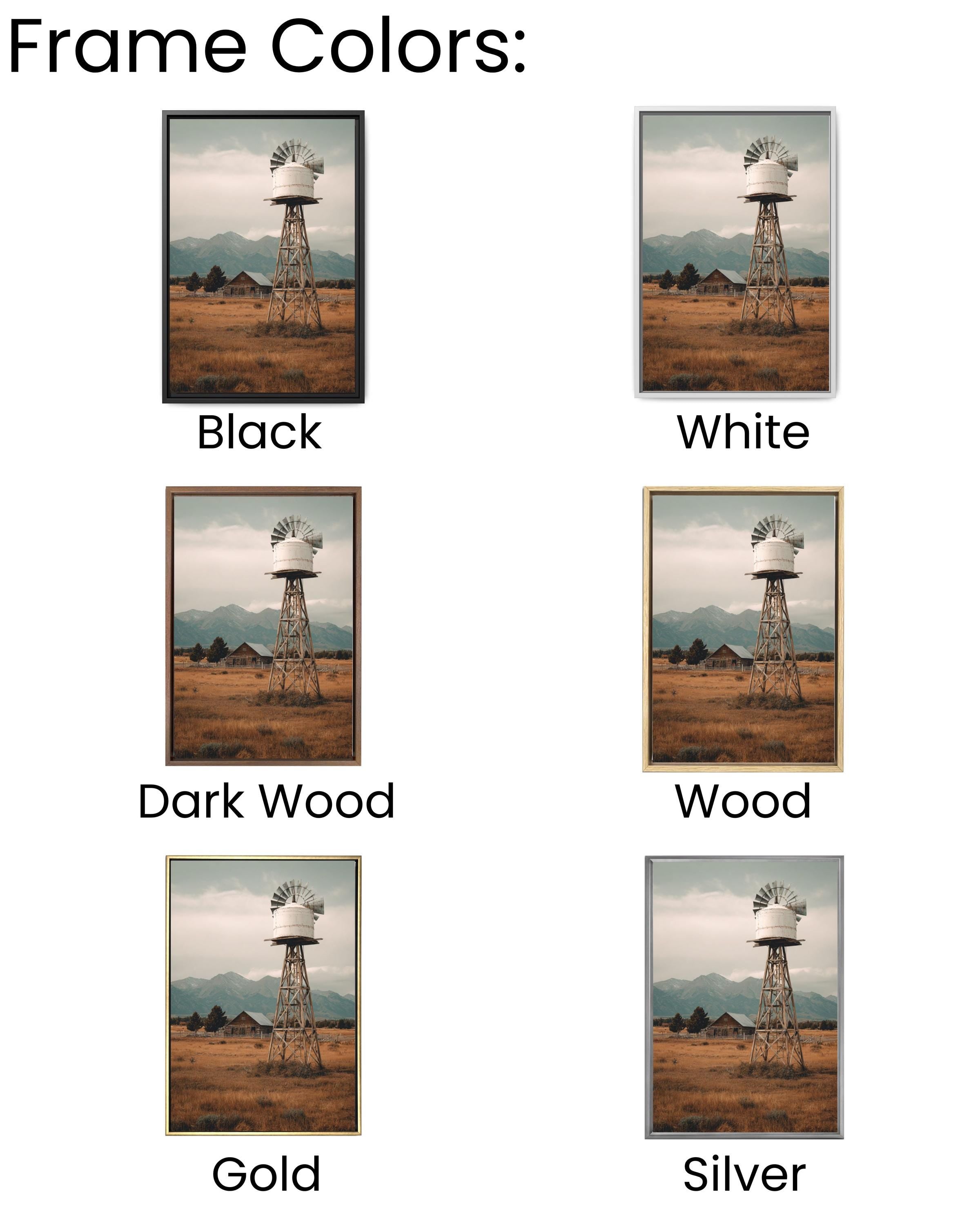 Vintage Windmill Farm Photo: Rustic Americana Landscape Art Print Canvas Wall Art – Modern Decor Print