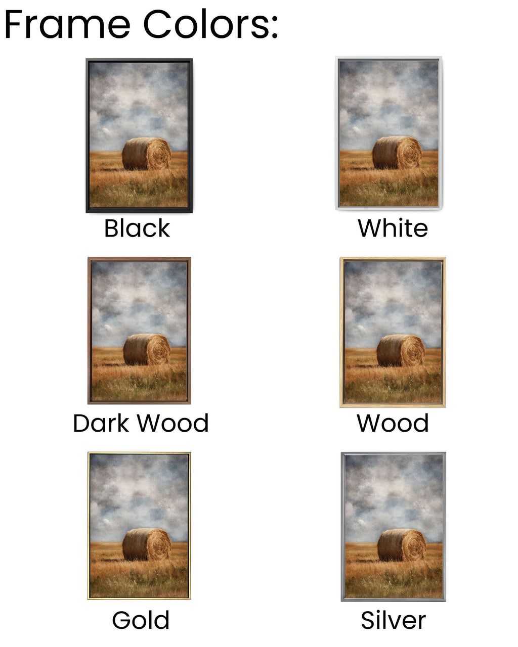 Vintage Hay Bale Field Art: Rustic Country Landscape Print Canvas Wall Art – Modern Decor Print