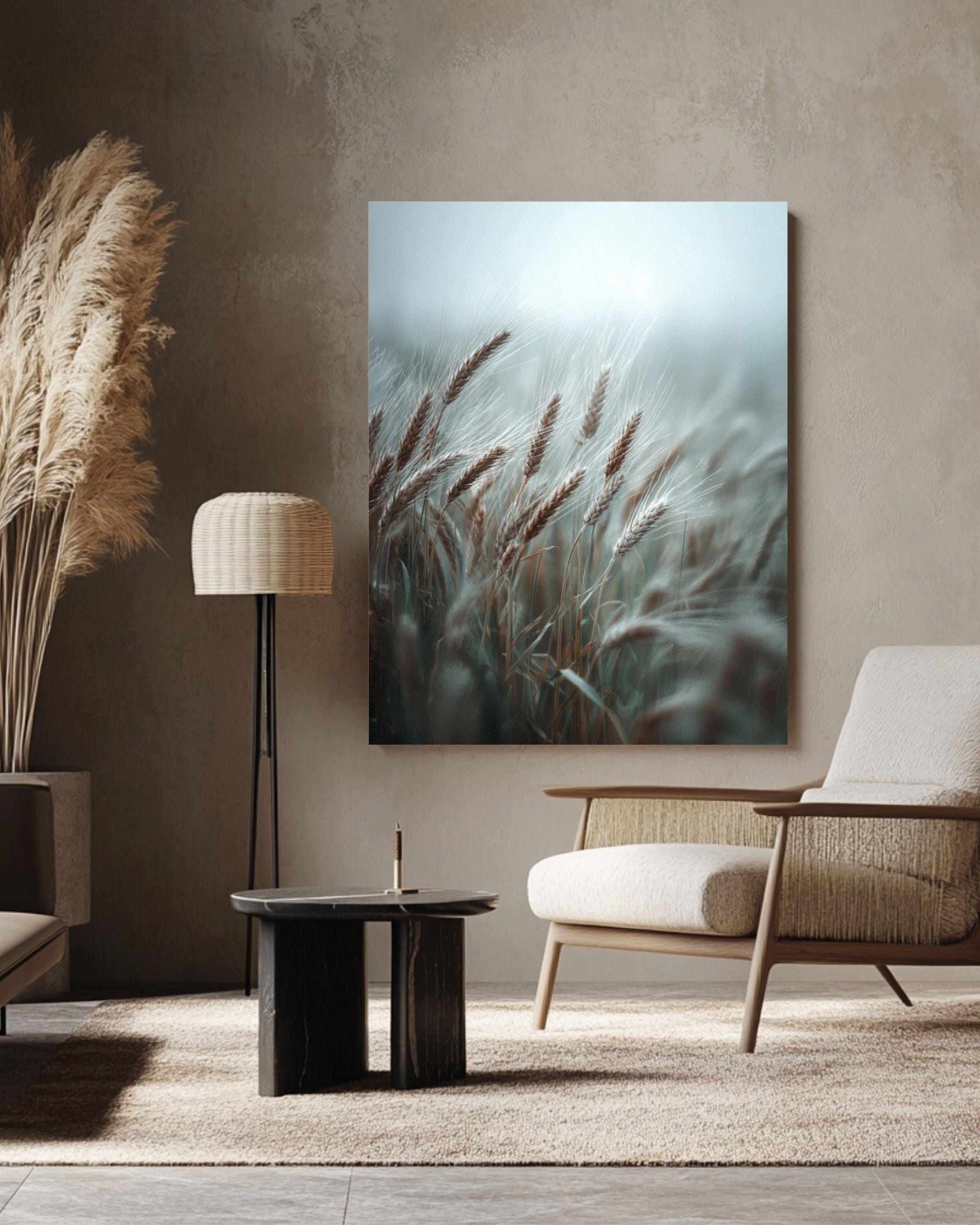 Minimalist Wheat Field Photo: Award-Winning Nature Art Print Canvas Wall Art – Modern Decor Print
