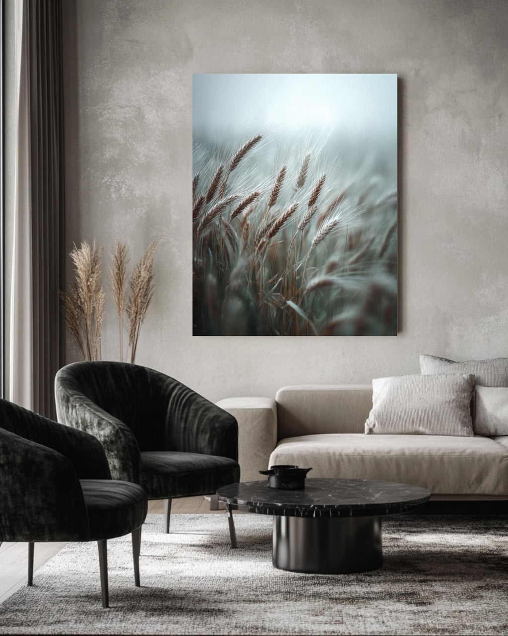 Minimalist Wheat Field Photo: Award-Winning Nature Art Print Canvas Wall Art – Modern Decor Print