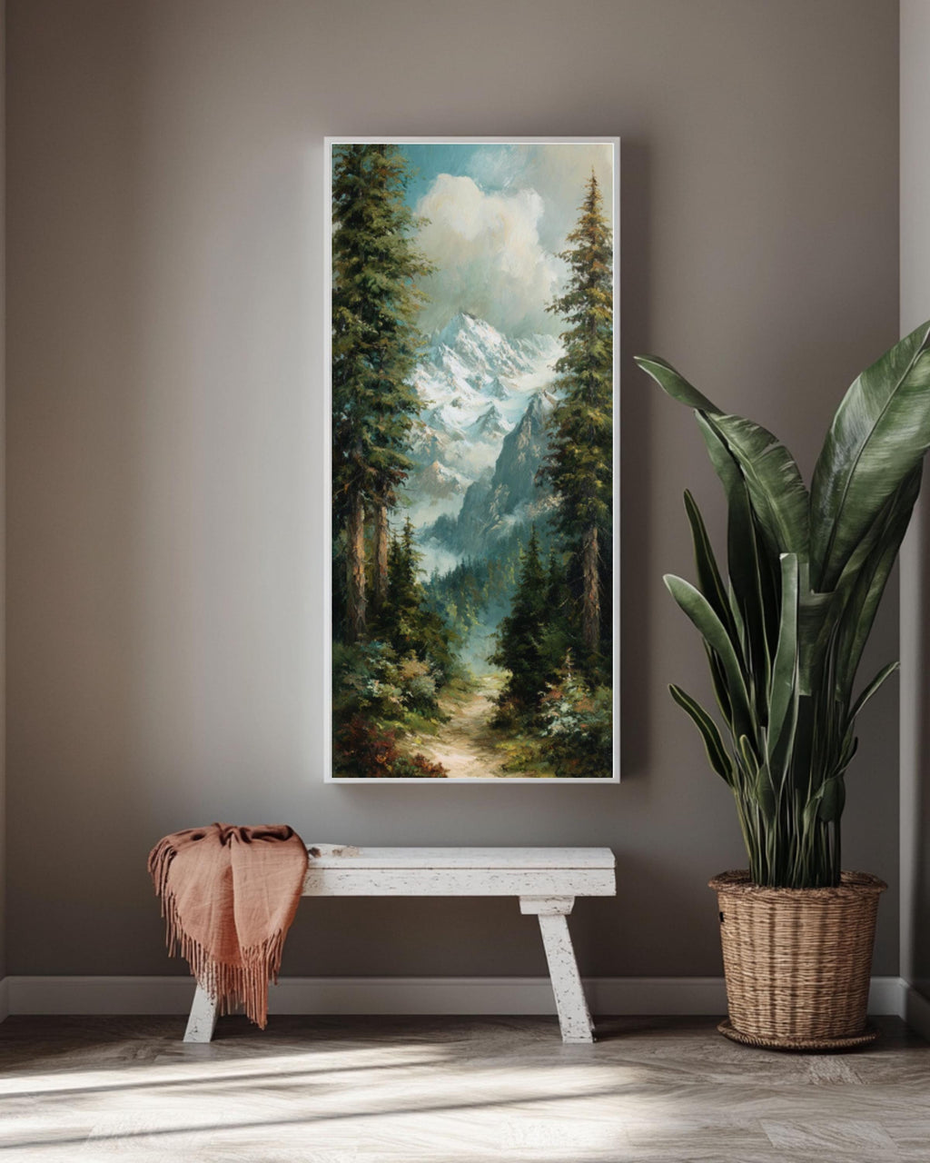 Alpine Mountain Art Print: Vintage Oil Landscape, Turner Style Canvas Wall Art – Modern Decor Print