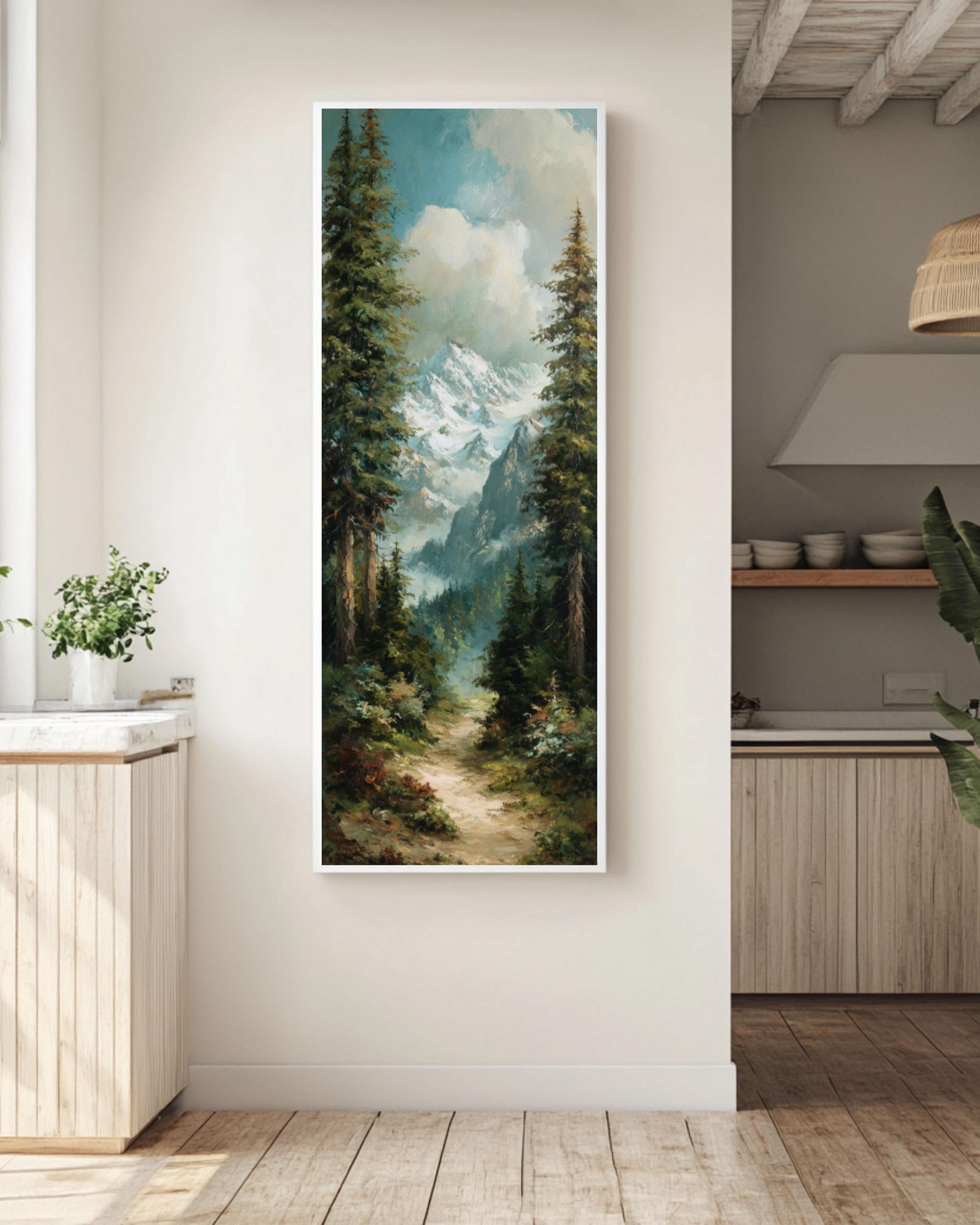 Alpine Mountain Art Print: Vintage Oil Landscape, Turner Style Canvas Wall Art – Modern Decor Print