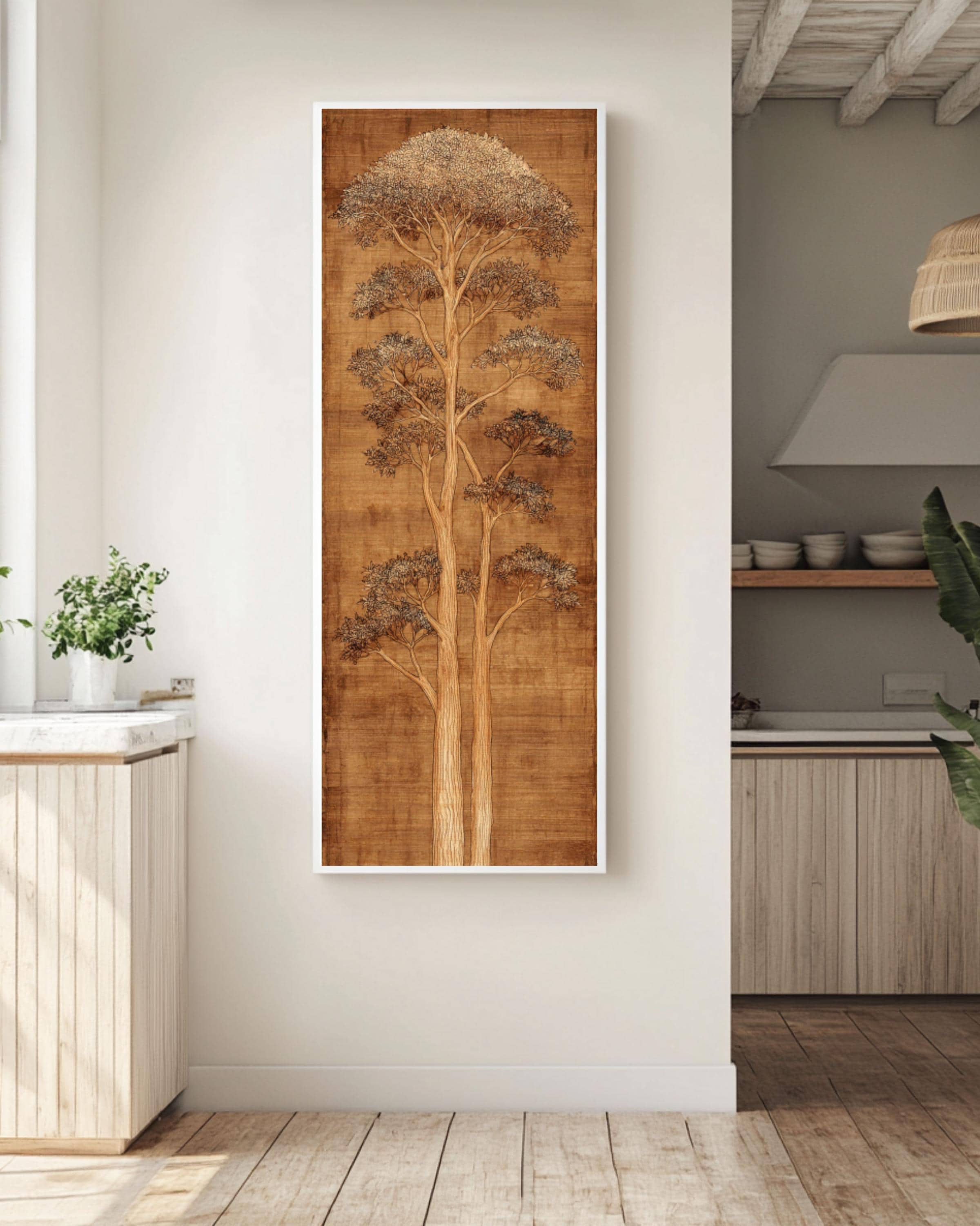 Egyptian Papyrus Tree Art: Ancient Style Poster, Canvas or Framed Print Canvas Wall Art – Modern Decor Print