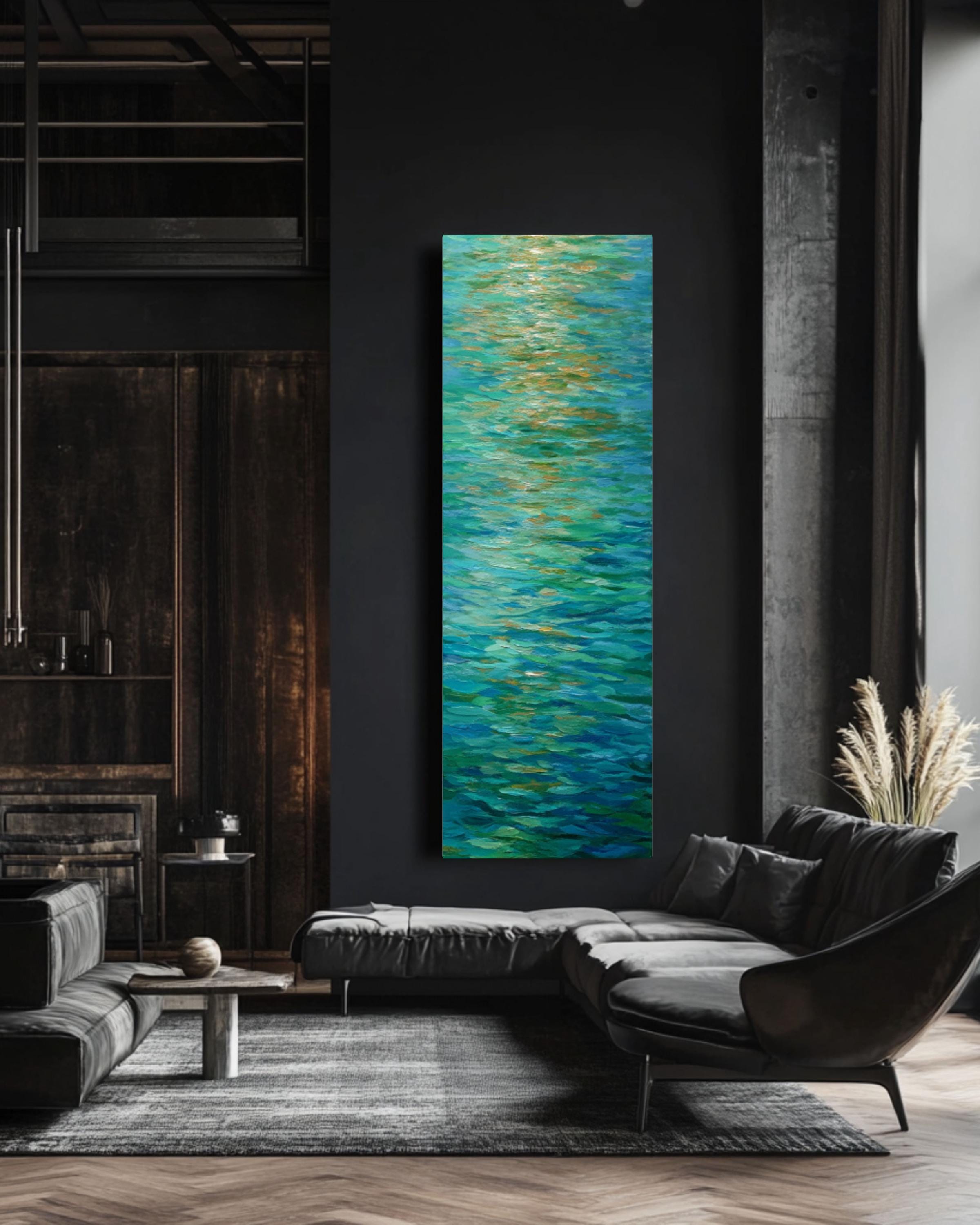 Impressionist Water Reflection Art | Tranquil Blue Green Abstract