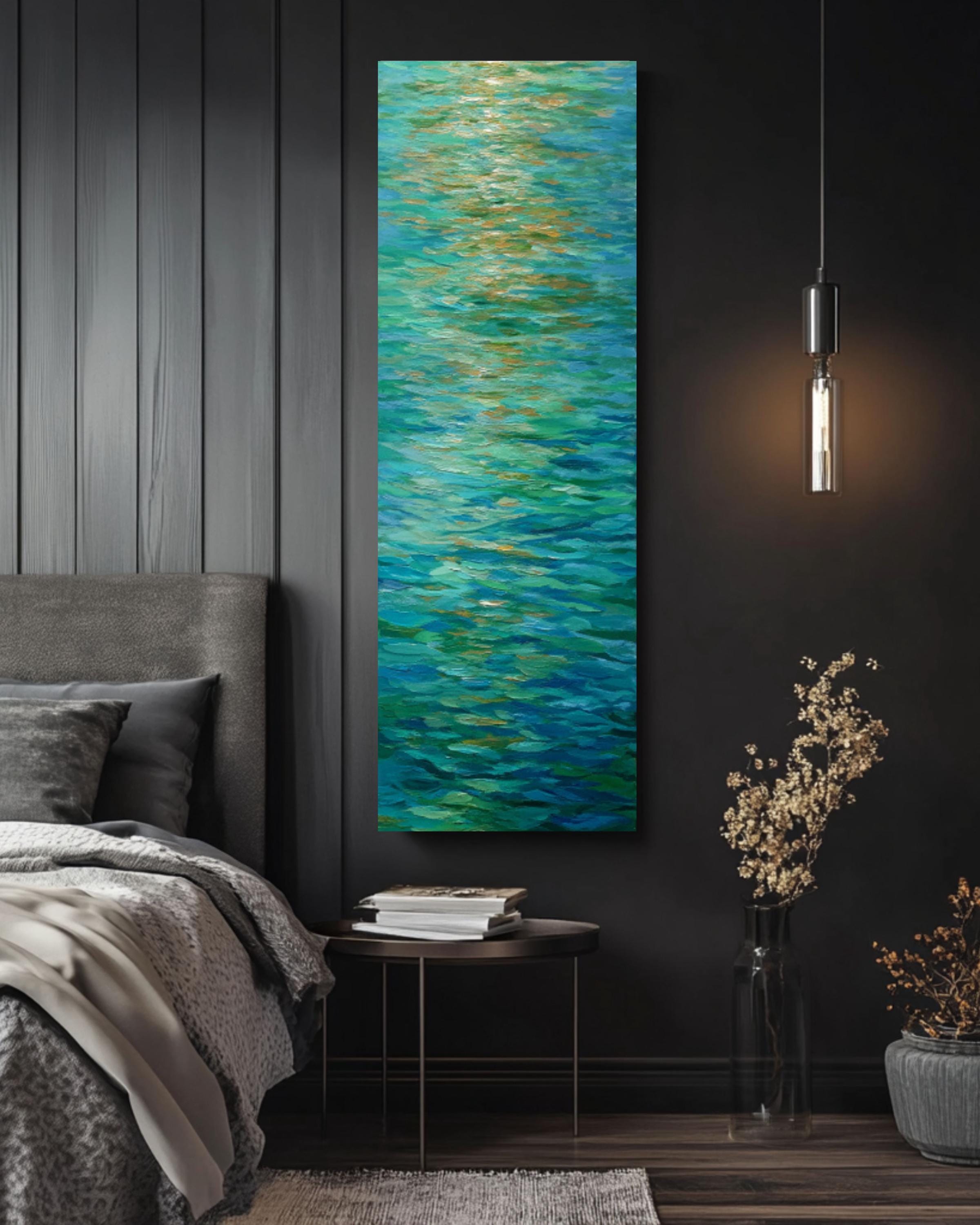 Impressionist Water Reflection Art | Tranquil Blue Green Abstract