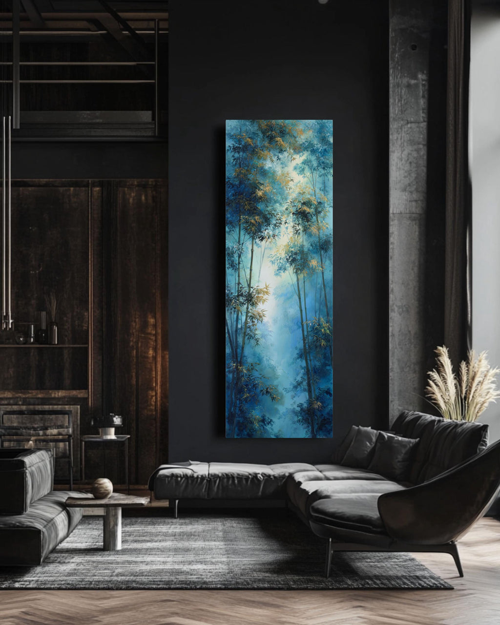 Bamboo Forest Oil Painting: Chinese Ink Landscape, Ethereal Wall Art Canvas Wall Art – Modern Decor Print