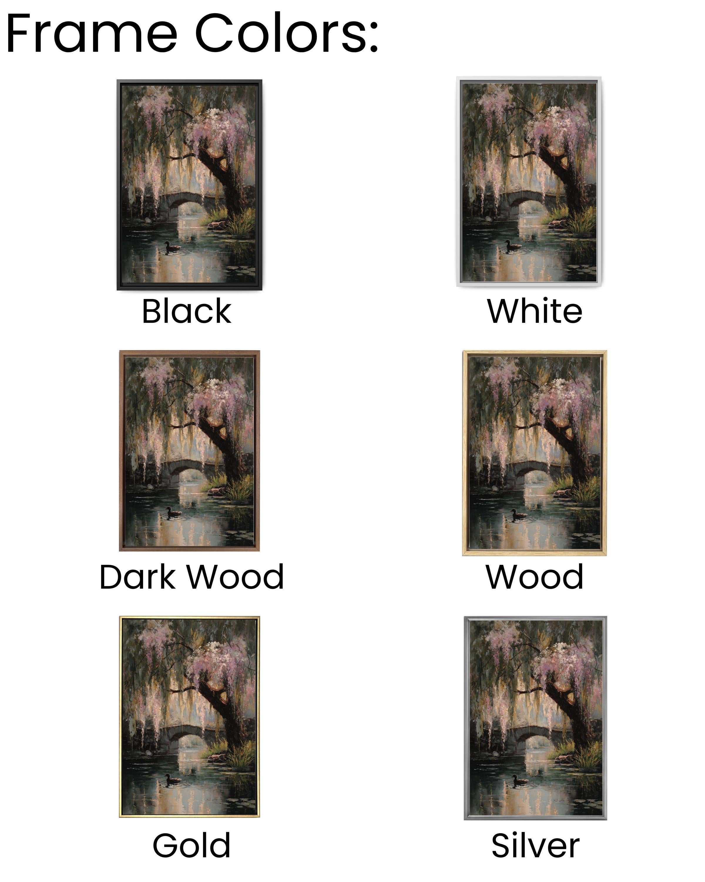 Monet Style Willow Tree Pond Art: Vintage Floral Oil Painting Canvas Wall Art – Modern Decor Print
