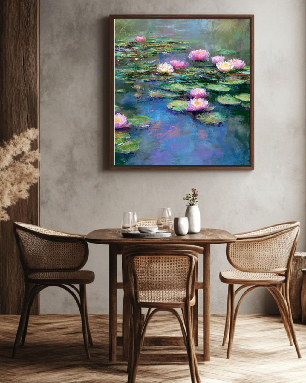 Monet Water Lilies Art Print: Pastel Impressionist Wall Decor Canvas Wall Art – Modern Decor Print