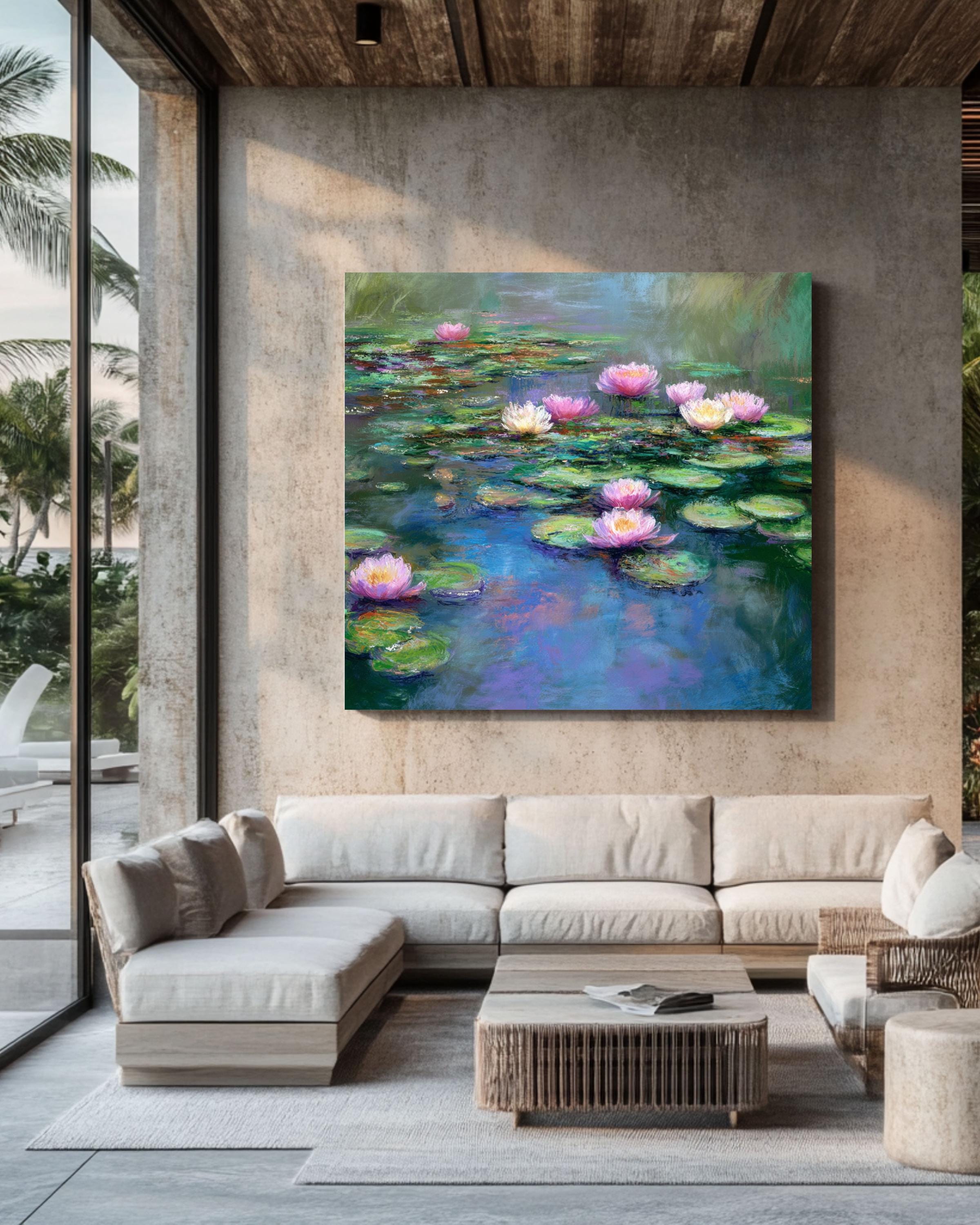 Monet Water Lilies Art Print: Pastel Impressionist Wall Decor Canvas Wall Art – Modern Decor Print
