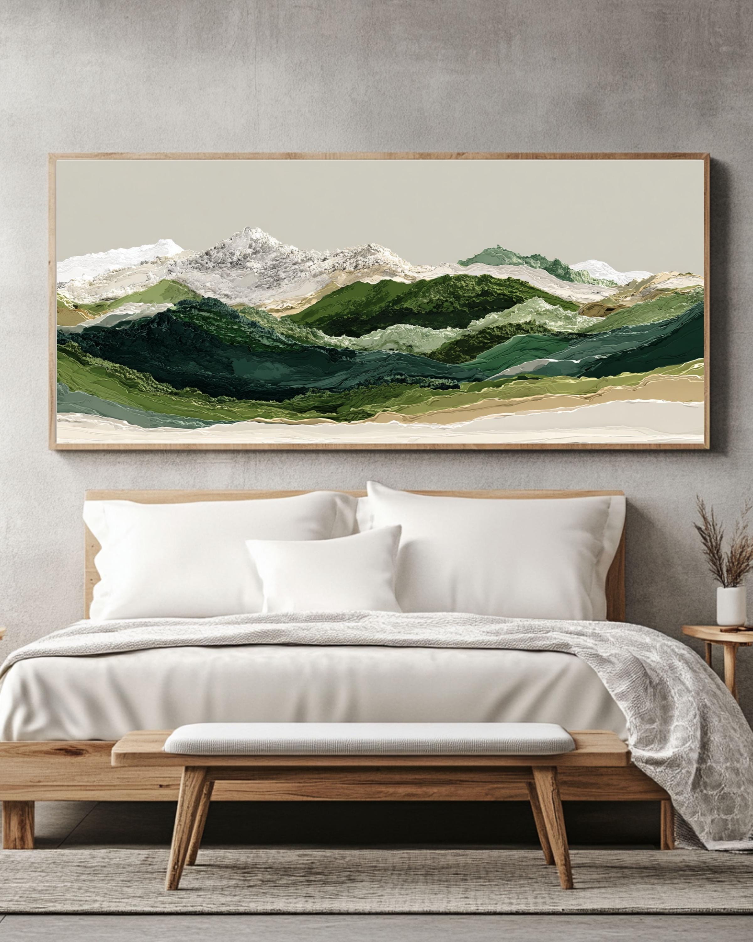 Andes Mountain Landscape Art: Earth Tone Canvas or Framed Print Canvas Wall Art – Modern Decor Print