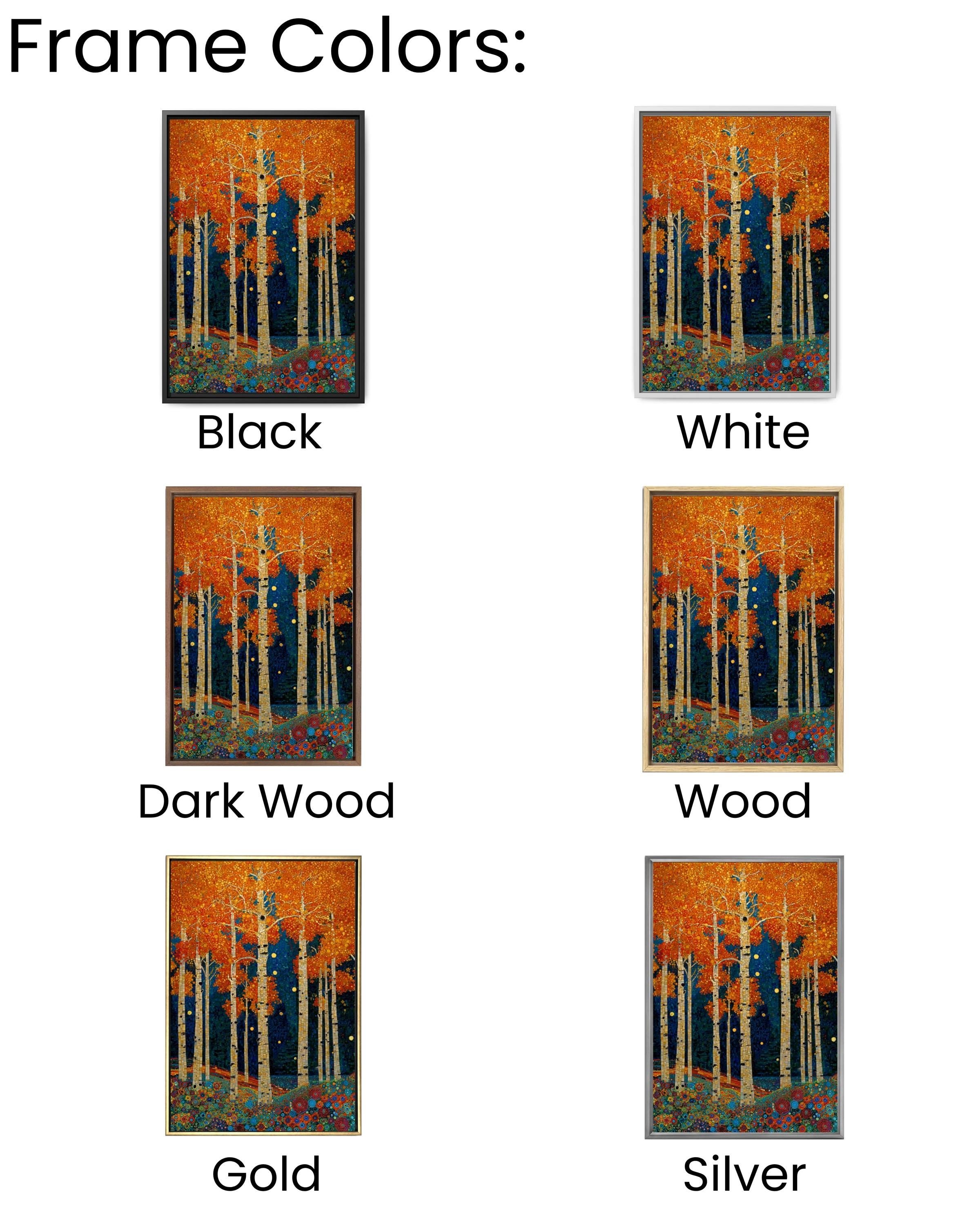 Klimt Style Aspen Forest Print: Mosaic Autumn Trees Canvas Wall Art – Modern Decor Print