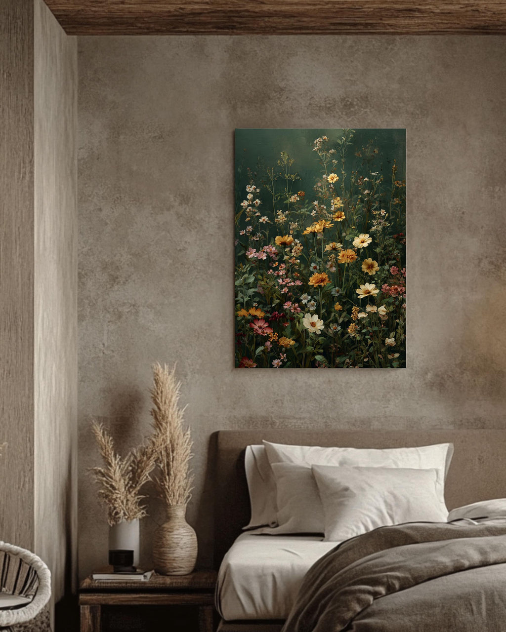 Vintage Wildflower Meadow Print: Muted Botanical Wall Art Canvas Wall Art – Modern Decor Print
