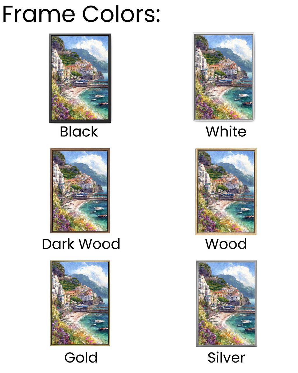 Amalfi Coast Watercolor Print: Italian Seaside Landscape, Pastel Wall Art Canvas Wall Art – Modern Decor Print