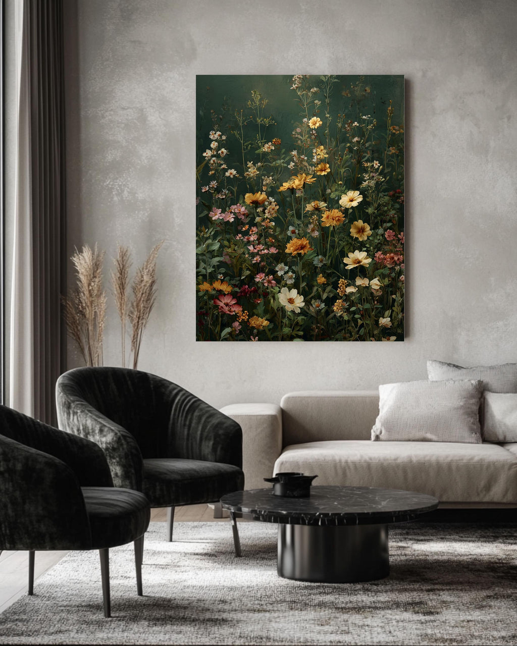 Vintage Wildflower Meadow Print: Muted Botanical Wall Art Canvas Wall Art – Modern Decor Print