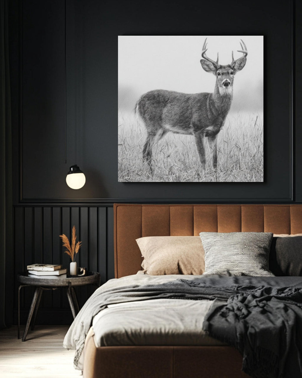 White-Tailed Deer Pencil Wall Art | Rustic Wildlife Canvas Print