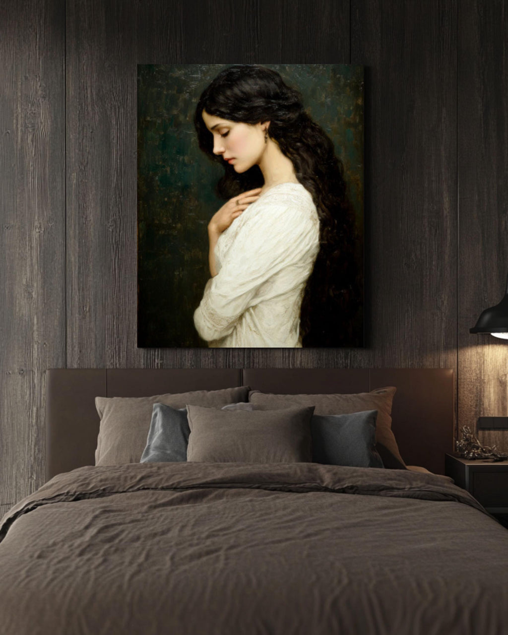Maxence Style Woman Portrait: Elegant Feminine Art Print Canvas Wall Art – Modern Decor Print