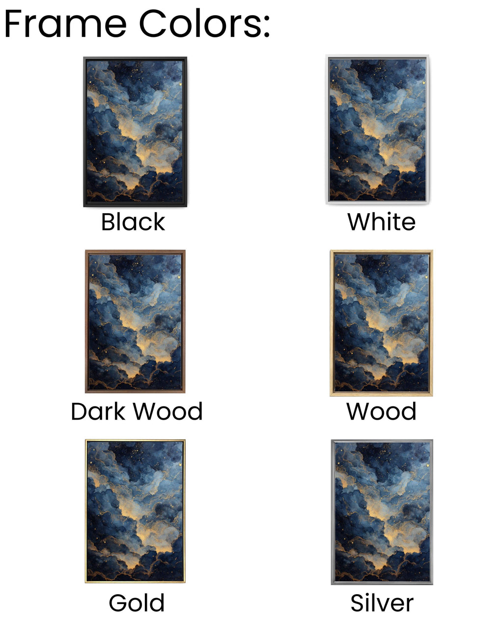 Ethereal Night Sky Watercolor Print: Gold Dust Stars, Celestial Wall Art Canvas Wall Art – Modern Decor Print