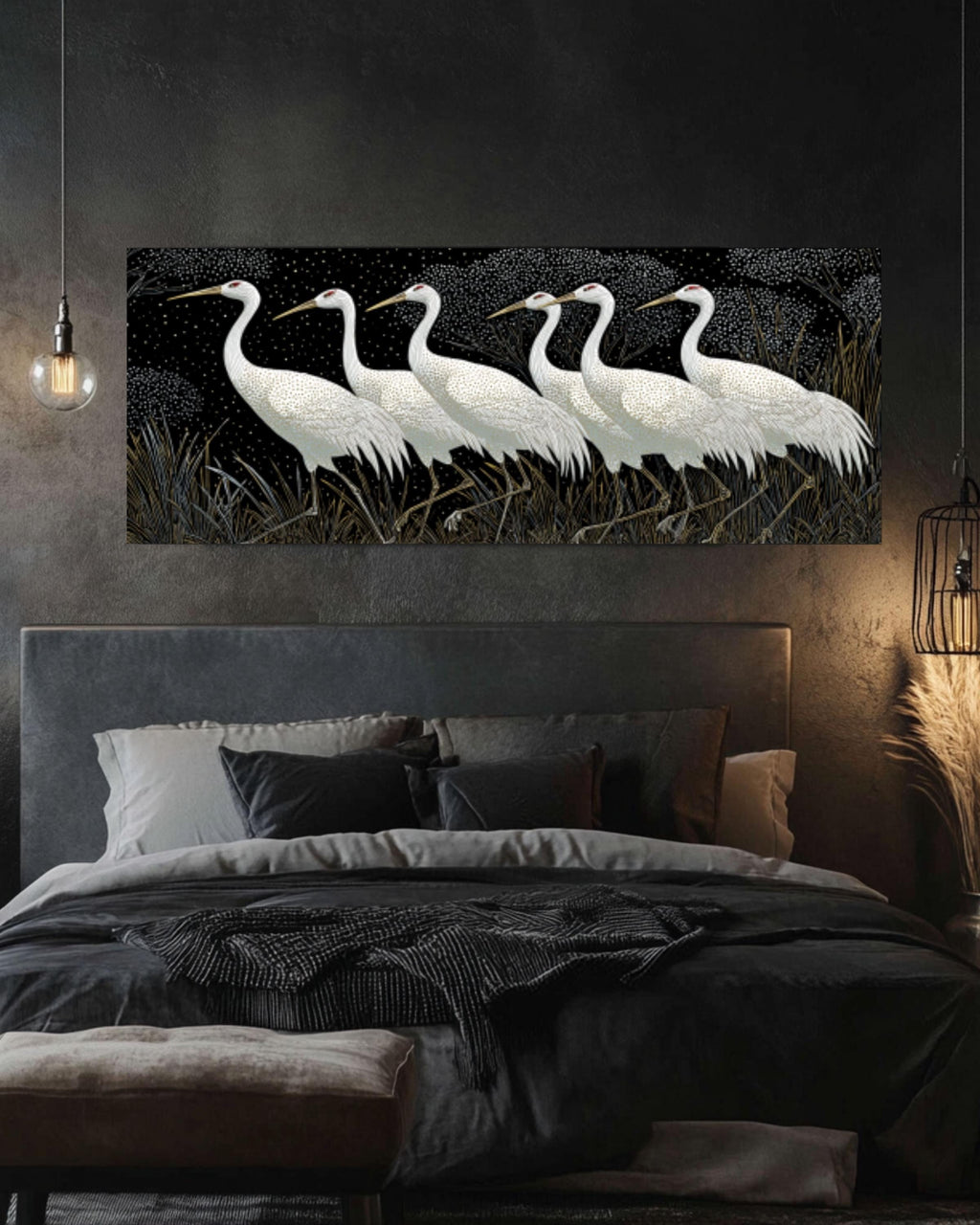White Cranes Canvas Print: Don Blanding Vintage Style Nature Art Canvas Wall Art – Modern Decor Print
