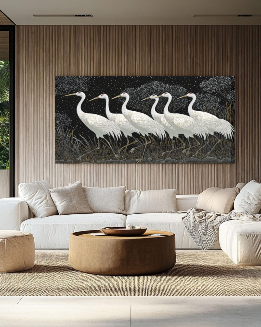 White Cranes Canvas Print: Don Blanding Vintage Style Nature Art Canvas Wall Art – Modern Decor Print
