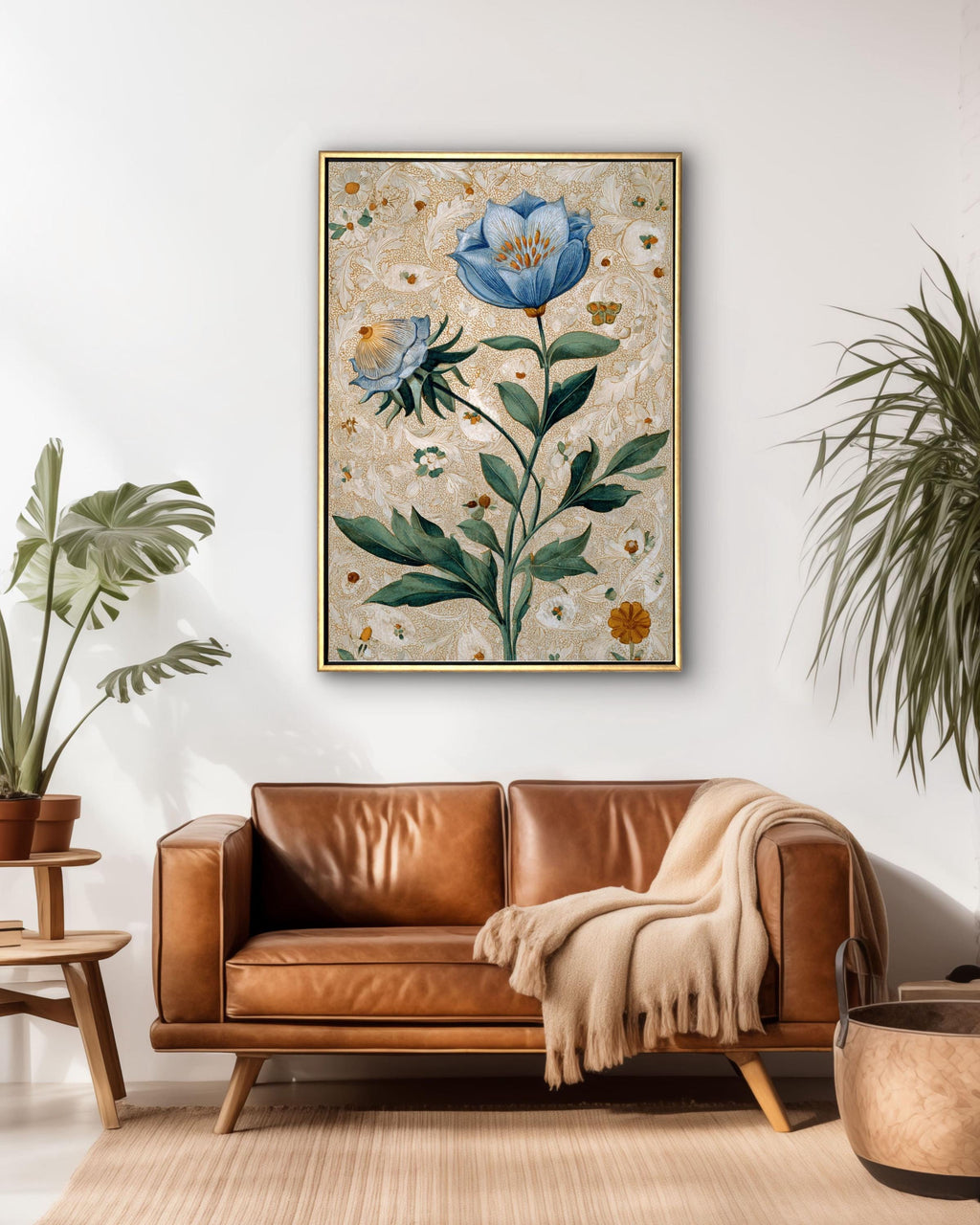 Renaissance Floral Art Print: Illuminated Manuscript Style Canvas Wall Art – Modern Decor Print