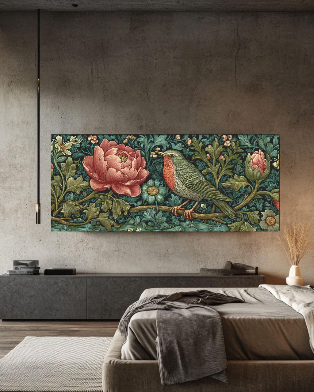 William Morris Bird & Flower Print: Vintage Tapestry Style Canvas Art Canvas Wall Art – Modern Decor Print