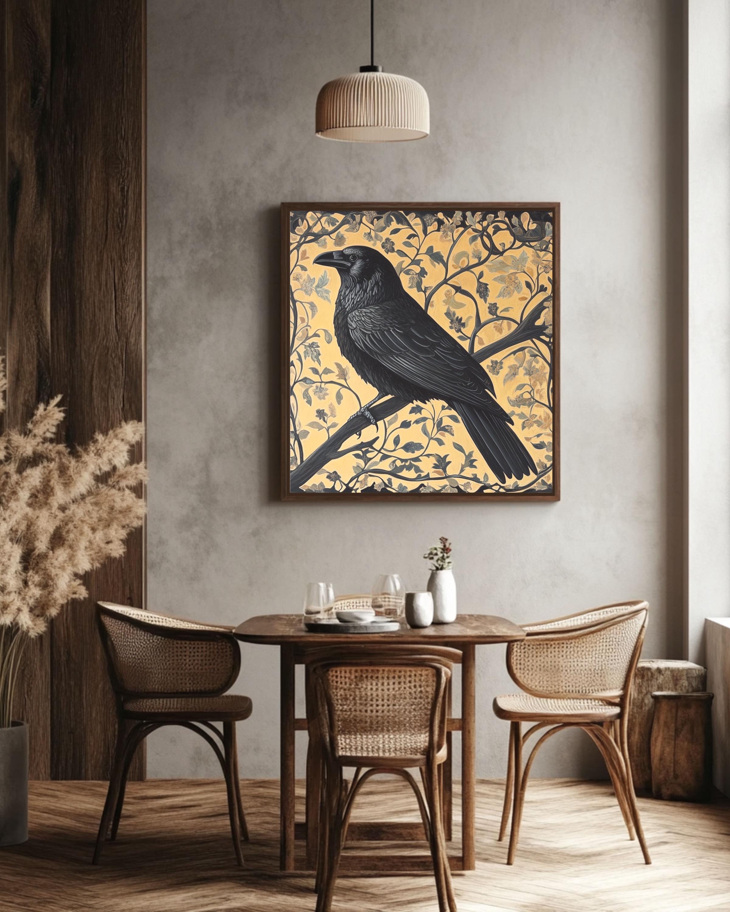 William Morris Raven Wall Art Print | Gothic Floral Tapestry Style Poster