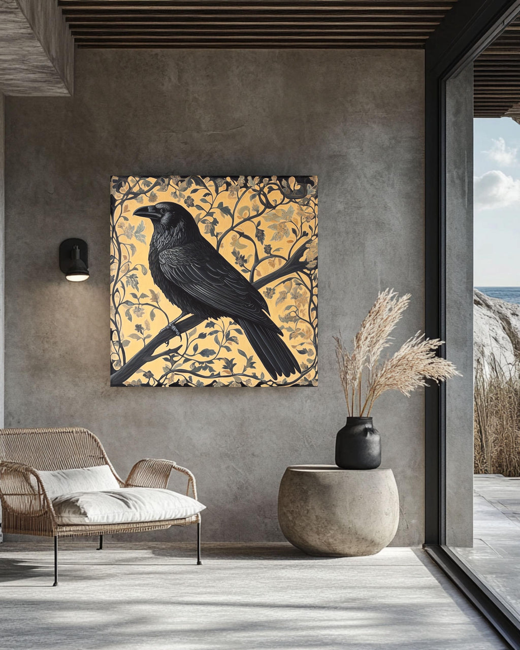 William Morris Raven Wall Art Print | Gothic Floral Tapestry Style Poster
