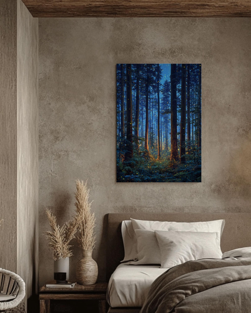 Firefly Enchanted Forest Wall Art | Starry Night Canvas Print