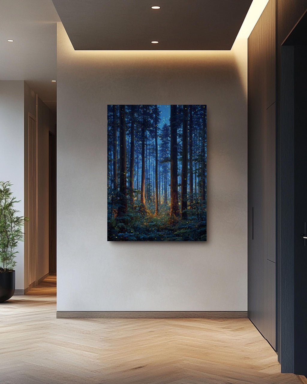 Firefly Enchanted Forest Wall Art | Starry Night Canvas Print
