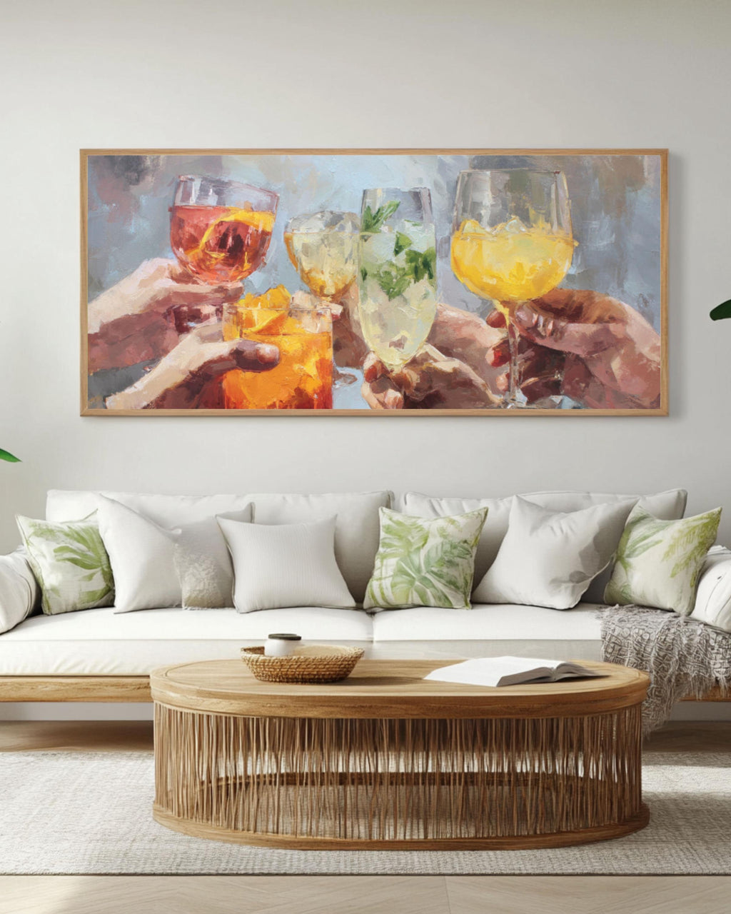 Toasting Hands Celebration Wall Art | Colorful Oil Painting Canvas Print