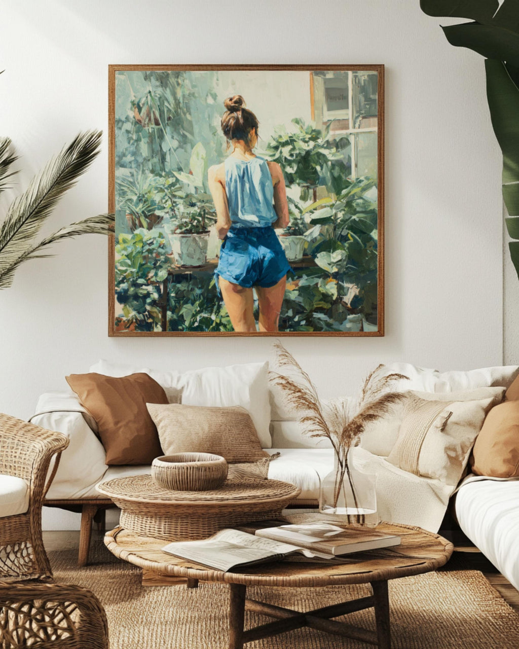 Strong Woman Gardening Wall Art | Feminist Pastel Oil Painting Print