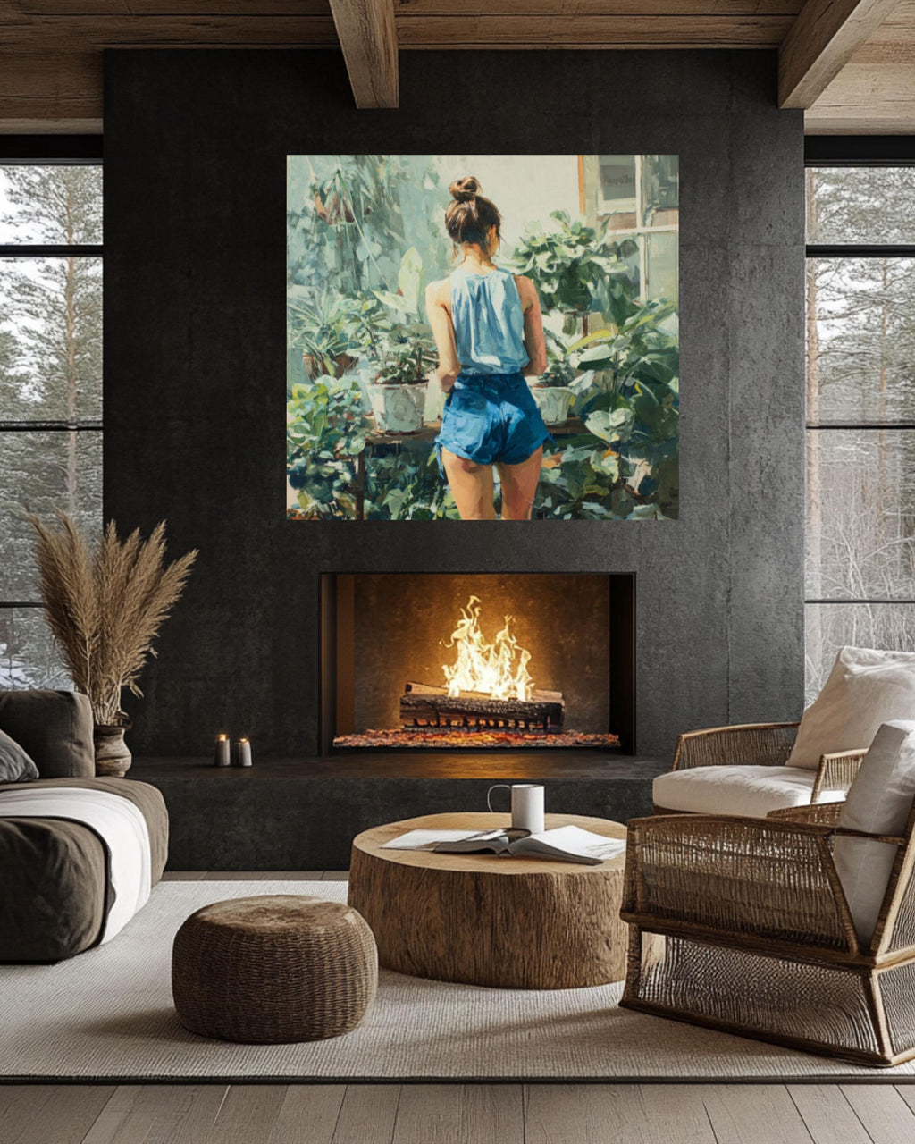 Strong Woman Gardening Wall Art | Feminist Pastel Oil Painting Print