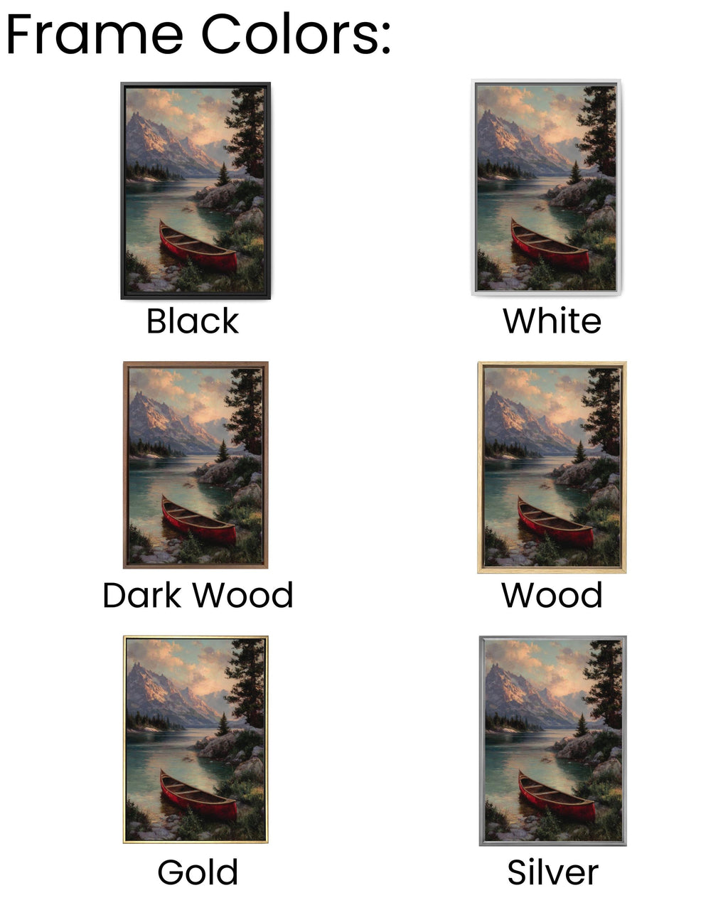 Red Canoe Lake Cabin Wall Art | Rustic Kinkade Style Canvas Print