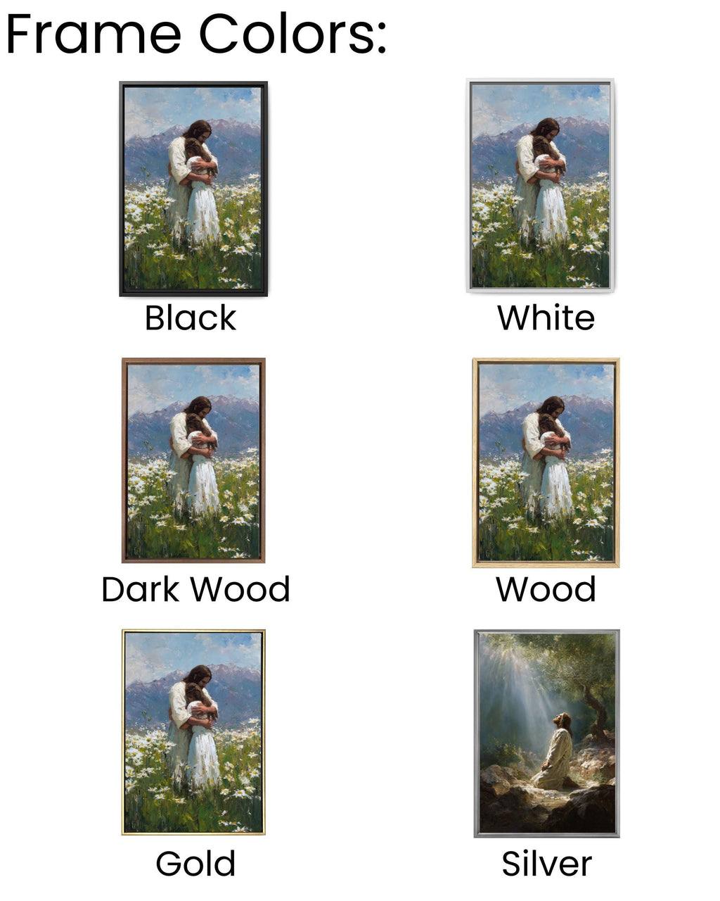Jesus with Girl in Daisy Field Wall Art | Christian Oil Painting Canvas