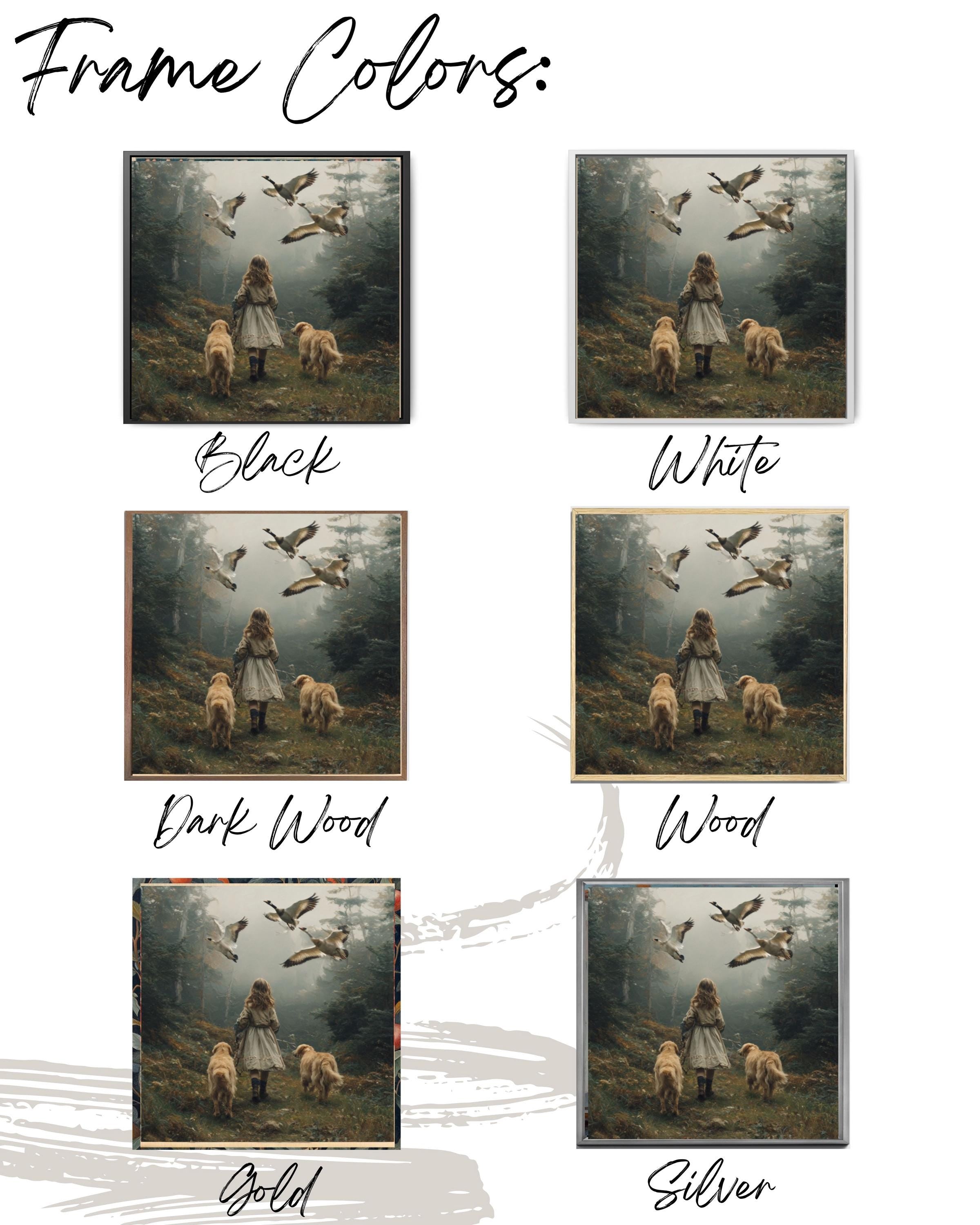 Golden Retriever & Girl Forest Wall Art | Oil Painting Style Canvas